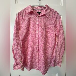 Talbots Pink Floral Button-Up Shirt Women's
Large Cotton Preppy Boho